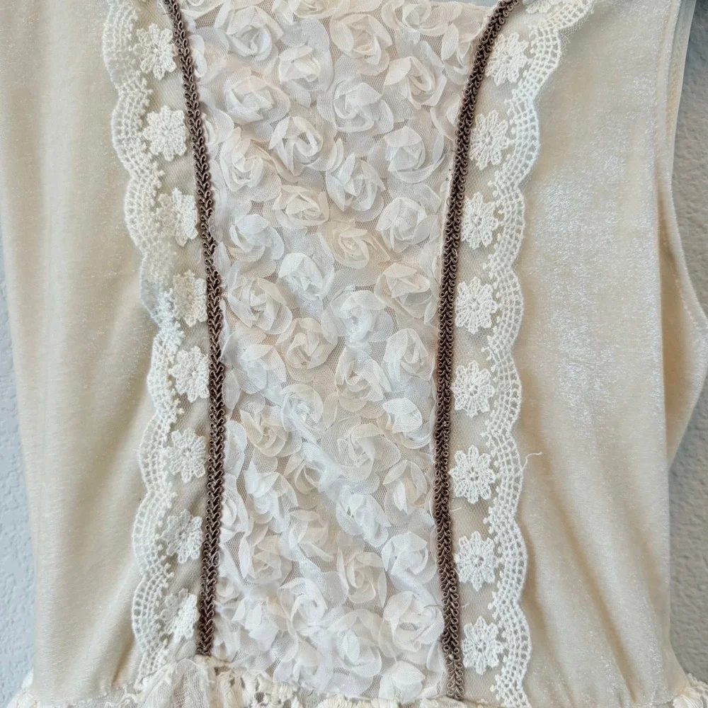Chasing Fireflies Girls XXL 14 Lace Tulle High Low Dress Ivory Blush Boho